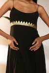 Shop_Masaba_Black Crepe Silk Foil Print Geometric Scoop Border Backless Dress_Online_at_Aza_Fashions