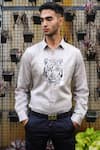 Buy_Avalipt_Grey Cotton Blend Handpainted Tiger Daniel Shirt _at_Aza_Fashions