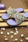 Buy_Sole Mates by Palak_Purple Embellished Malibu Bead Strap Flats _at_Aza_Fashions