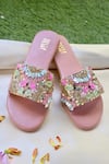 Buy_Tiesta_Pink Cutdana Sugar Sequin Embroidered Flats_at_Aza_Fashions