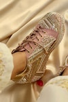 Tiesta_Pink Cutdana Poppy Embroidered Bridal Sneaker Platform Wedges_Online_at_Aza_Fashions