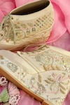 Tiesta_Gold Cutdana Masaba Embroidered Sneaker Platform Wedges_Online_at_Aza_Fashions