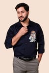 Avalipt_Black Cotton Blend Handpainted Teddy Bear Rich Boy Shirt _Online_at_Aza_Fashions