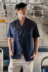 Buy_Style Junkiie_Blue Tencel Denim Textured Sailor Soft Overlap Shirt  _at_Aza_Fashions