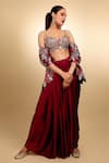 Buy_Osaa by Adarsh_Purple Mulberry Silk Embroidery Zardozi Feather Jacket Skirt Set _at_Aza_Fashions
