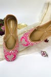 Buy_Pixie Pearlz_Magenta Floral Rani Embellished Juttis _at_Aza_Fashions