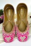 Shop_Pixie Pearlz_Magenta Floral Rani Embellished Juttis _at_Aza_Fashions