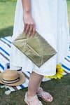Sandalwali_Gold Uma Metallic Leather Envelope Clutch _Online_at_Aza_Fashions