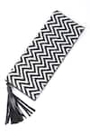 Shop_SANDALWALI_Black Cutdana Chevron Foldover Monochrome Beaded Clutch _at_Aza_Fashions