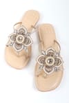 Shop_SANDALWALI_Beige Beads Karma Encrusted Lotus Sandals _at_Aza_Fashions