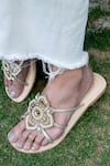 Buy_SANDALWALI_Beige Beads Karma Encrusted Lotus Sandals _Online_at_Aza_Fashions