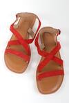 Shop_Sandalwali_Red Vera Criss Cross Strap Sandals_at_Aza_Fashions
