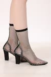 Shop_ZORI WORLD_Black Sequin Glitz Block Embellished Ankle Boots_Online_at_Aza_Fashions