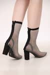ZORI WORLD_Black Sequin Glitz Block Embellished Ankle Boots_at_Aza_Fashions