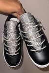 Shop_ZORI WORLD_Black Sequin Athena Embellished Sneakers _at_Aza_Fashions