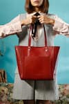 Tan & Loom_Maroon Plain Old Fashioned Top Closure Tote Bag _Online_at_Aza_Fashions