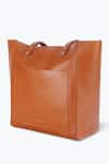 Buy_Tan & Loom_Brown Plain Top Closure Tote Bag _Online_at_Aza_Fashions