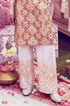 Mayyur Girotra Couture_Gold Silk Printed Floral Flower Pattern Kurta And Pant Set  _Online_at_Aza_Fashions