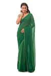 Buy_Sacred Weaves_Green Pure Georgette Paisley Handloom Saree With Pattern Border_at_Aza_Fashions