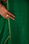 Shop_Sacred Weaves_Green Pure Georgette Paisley Handloom Saree With Pattern Border_Online_at_Aza_Fashions