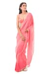 Buy_Sacred Weaves_Pink Satin Georgette Silk Paisley Pattern Handloom Saree  _at_Aza_Fashions