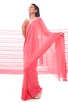 Shop_Sacred Weaves_Pink Satin Georgette Silk Paisley Pattern Handloom Saree  _at_Aza_Fashions