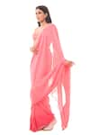 Buy_Sacred Weaves_Pink Satin Georgette Silk Paisley Pattern Handloom Saree  _Online_at_Aza_Fashions