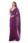 Shop_Sacred Weaves_Purple Satin Georgette Silk Paisley Tassel Detail Pallu Handloom Saree  _at_Aza_Fashions