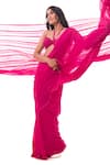 Sacred Weaves_Pink Satin Georgette Silk Paisley Detail Handloom Saree  _Online_at_Aza_Fashions