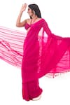 Buy_Sacred Weaves_Pink Satin Georgette Silk Paisley Detail Handloom Saree  _Online_at_Aza_Fashions