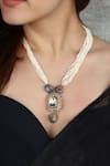 Buy_Do Taara_White Polki Drop Pendant Necklace _at_Aza_Fashions