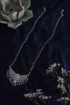 Shop_Do Taara_Silver Plated Faux Diamond Embellished Pendant Necklace _at_Aza_Fashions