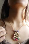 Buy_Do Taara_Multi Color Kundan Embellished Pendant Necklace _at_Aza_Fashions