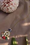 Shop_Do Taara_Multi Color Kundan Embellished Pendant Necklace _at_Aza_Fashions