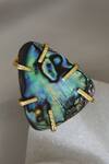 Shop_Do Taara_Blue Stones Mother Of Pearl Ring _at_Aza_Fashions