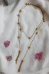 Shop_Do Taara_Gold Plated Carved Engraved Ball Tasseled Necklace _at_Aza_Fashions