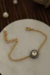 Shop_Do Taara_Gold Plated Crystals, Diamonds Tinker Victorian Polki Embellished Bracelet _at_Aza_Fashions