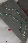 Shop_Do Taara_Gold Plated Kundan Pearl Pendant Necklace _at_Aza_Fashions