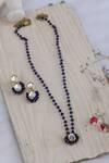 Shop_Do Taara_Blue Stones Kundan Embellished Pendant Necklace Set _at_Aza_Fashions