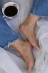 Do Taara_Gold Plated Pearl Crystal Embellished Pair Of Anklets _Online_at_Aza_Fashions