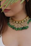 Shop_Do Taara_Gold Plated Kundan Embellished Choker _at_Aza_Fashions