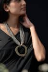 Do Taara_Silver Plated Arc Pendant Beaded Boho Necklace _Online_at_Aza_Fashions