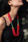 Do Taara_Red Multi Layered Beaded Bohemian Necklace _Online_at_Aza_Fashions