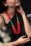 Buy_Do Taara_Red Multi Layered Beaded Bohemian Necklace _Online_at_Aza_Fashions