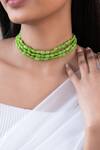 Buy_Do Taara_Green Beaded Choker Necklace _at_Aza_Fashions
