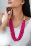 Buy Do Taara Pink Multi Layered Bead Embellished Necklace at Aza Fashions Buy_Do Taara_Pink Multi Layered Bead Embellished Necklace _at_Aza_Fashions