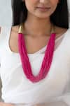 Do Taara Pink Multi Layered Bead Embellished Necklace Online at Aza Fashions Do Taara_Pink Multi Layered Bead Embellished Necklace _Online_at_Aza_Fashions