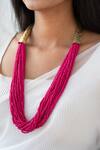 Buy Do Taara Pink Multi Layered Bead Embellished Necklace Online at Aza Fashions Buy_Do Taara_Pink Multi Layered Bead Embellished Necklace _Online_at_Aza_Fashions