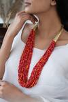 Buy_Do Taara_Orange Multi Layered Long Beaded Necklace _at_Aza_Fashions