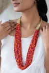 Do Taara_Orange Multi Layered Long Beaded Necklace _Online_at_Aza_Fashions